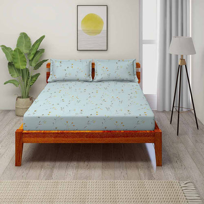 Sheen Blue 100% Cotton Super Soft Antibacterial Bedsheet Set - Splendour Prime
