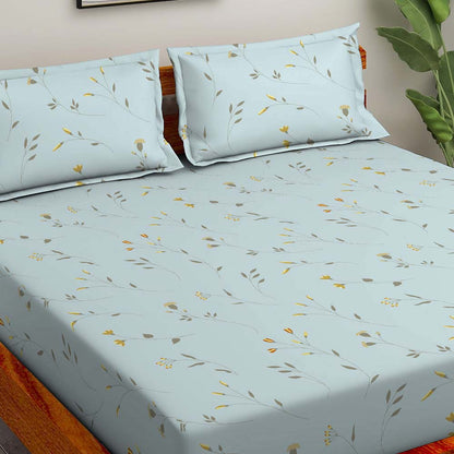 Sheen Blue 100% Cotton Super Soft Antibacterial Bedsheet Set - Splendour Prime