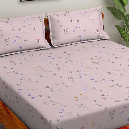 Sheen Mauve 100% Cotton Super Soft Antibacterial Bedsheet Set - Splendour Prime