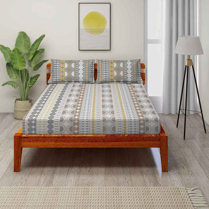 Ethnics Grey 100% Cotton Super Soft Antibacterial Bedsheet Set - Splendour Prime