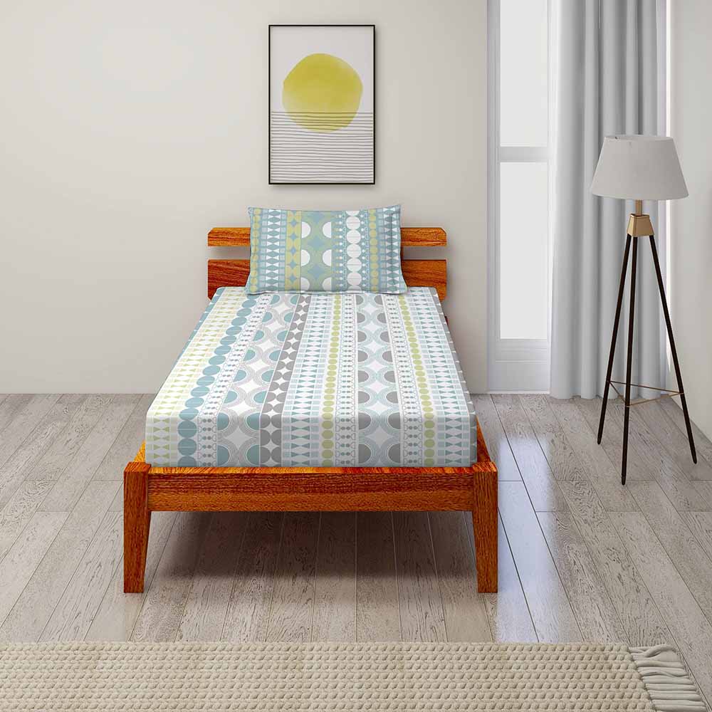 Ethnics Turquoise 100% Cotton Super Soft Antibacterial Bedsheet Set - Splendour Prime