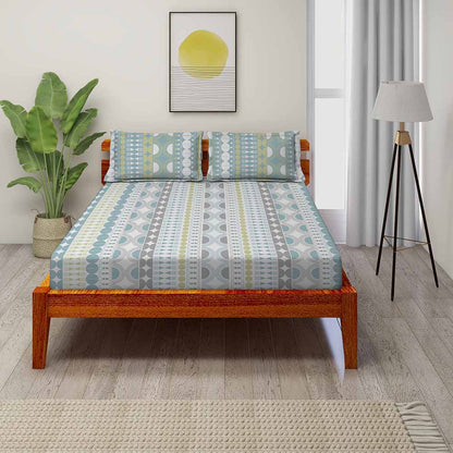 Ethnics Turquoise 100% Cotton Super Soft Antibacterial Bedsheet Set - Splendour Prime