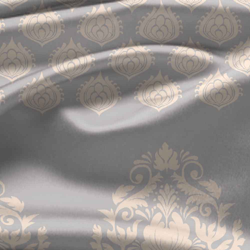 Damask Grey 100% Cotton Super Soft Antibacterial Bedsheet Set - Grandeur Classic