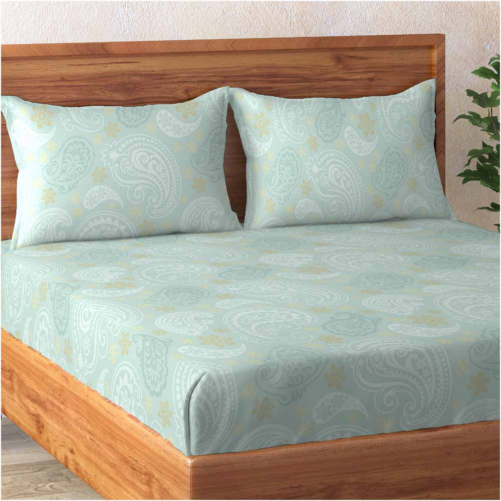 Paisley Pista 100% Cotton Super Soft Antibacterial Bedsheet Set - Grandeur Prime