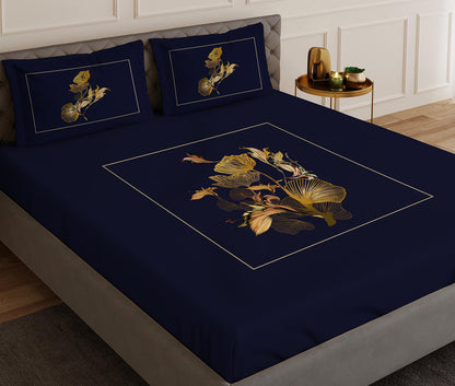 Chrysanthus Blue Designer Antibacterial  Cotton Bed Linen Set by Rohit Bal