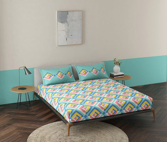 Trey Teal 100% Cotton Antibacterial Bedsheet Set