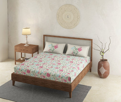 Alora Cream 100% Cotton Antibacterial Bedsheet Set