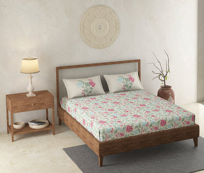 Alora Cream 100% Cotton Antibacterial Bedsheet Set