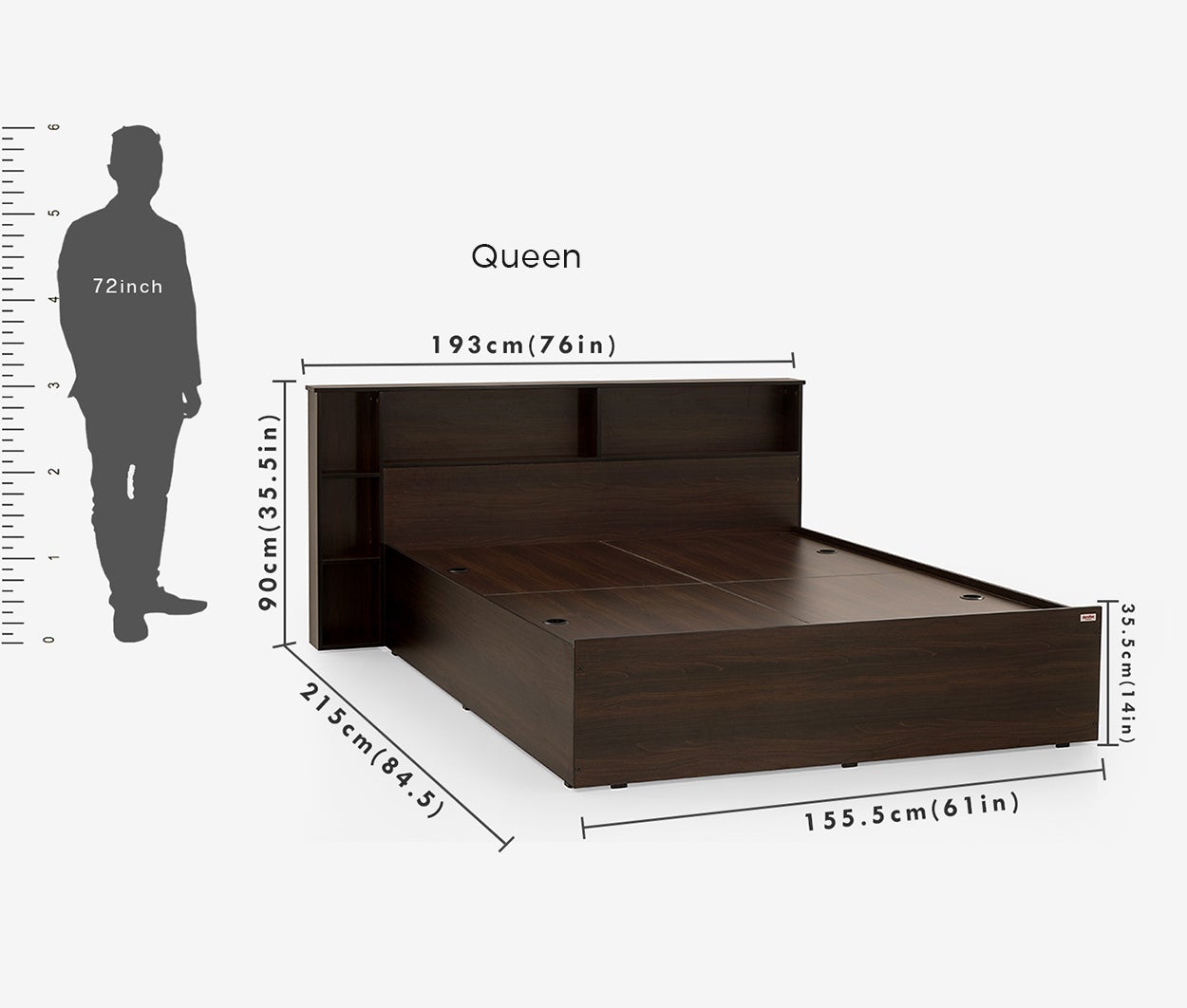 Drift Engineered Wood Bed with Storage