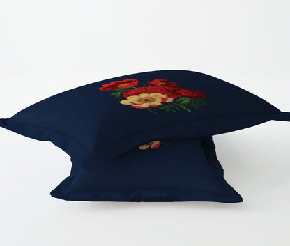 Bouquet Blue Designer Antibacterial Cotton Bed Linen Set by Rohit Bal