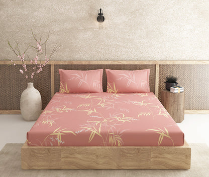 Bract Pink 100% Cotton Antibacterial Bedsheet Set