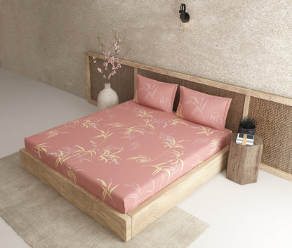 Bract Pink 100% Cotton Antibacterial Bedsheet Set