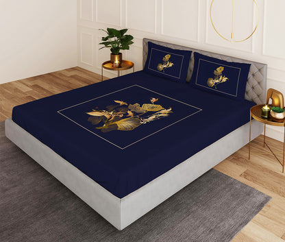 Chrysanthus Blue Designer Antibacterial  Cotton Bed Linen Set by Rohit Bal