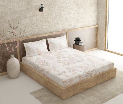 Fern Cream 100% Cotton Antibacterial Bedsheet Set