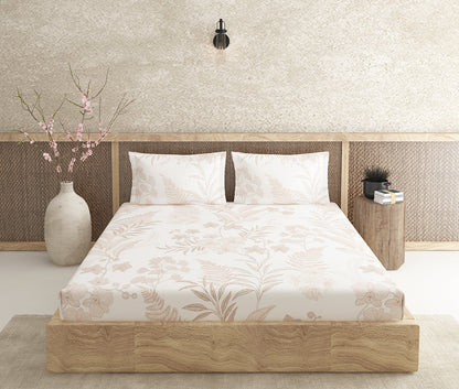 Fern Cream 100% Cotton Antibacterial Bedsheet Set