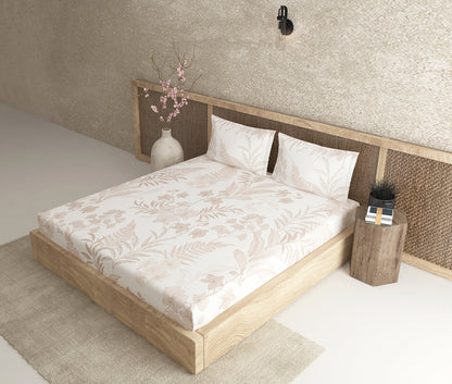 Fern Cream 100% Cotton Antibacterial Bedsheet Set