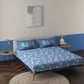 Wild Flora Dark Blue 100% Cotton Antibacterial Bedsheet Set