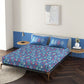 Wild Flora Dark Blue 100% Cotton Antibacterial Bedsheet Set