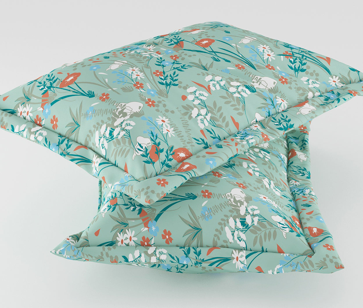 Jardin Teal 100% Cotton Antibacterial Bedsheet Set