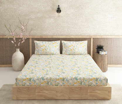 Jardin Beige 100% Cotton Antibacterial Bedsheet Set