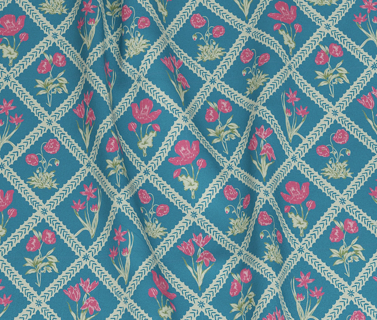 Koral Blue 100% Cotton Antibacterial Bedsheet Set