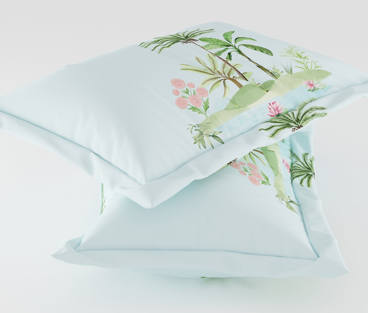 Landscape Blue 100% Cotton Antibacterial Bedsheet Set