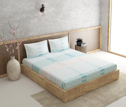 Metrico Blue 100% Cotton Antibacterial Bedsheet Set