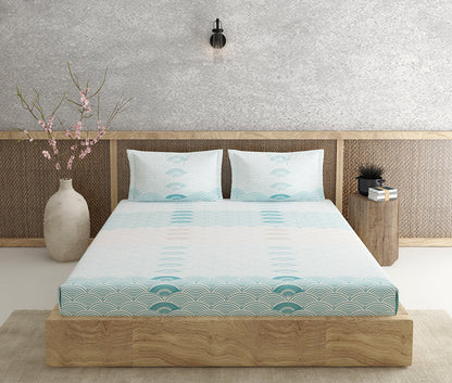 Metrico Blue 100% Cotton Antibacterial Bedsheet Set