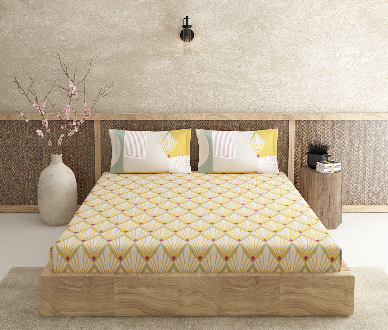 Moderne Yellow 100% Cotton Antibacterial Bedsheet Set