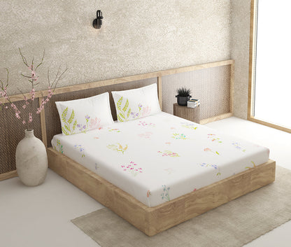 Botanica White 100% Cotton Antibacterial Bedsheet Set