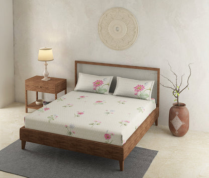 Padma Cream 100% Cotton Antibacterial Bedsheet Set