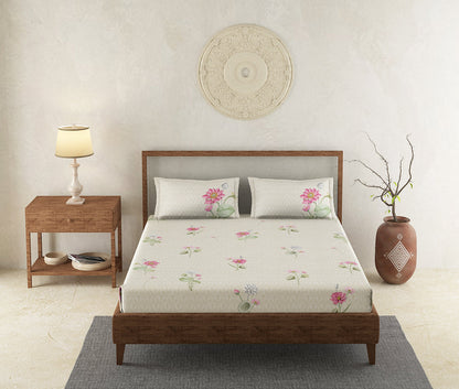 Padma Cream 100% Cotton Antibacterial Bedsheet Set