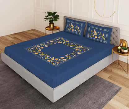 Paroquet Blue Designer Antibacterial Cotton Bed Linen Set by Rohit Bal
