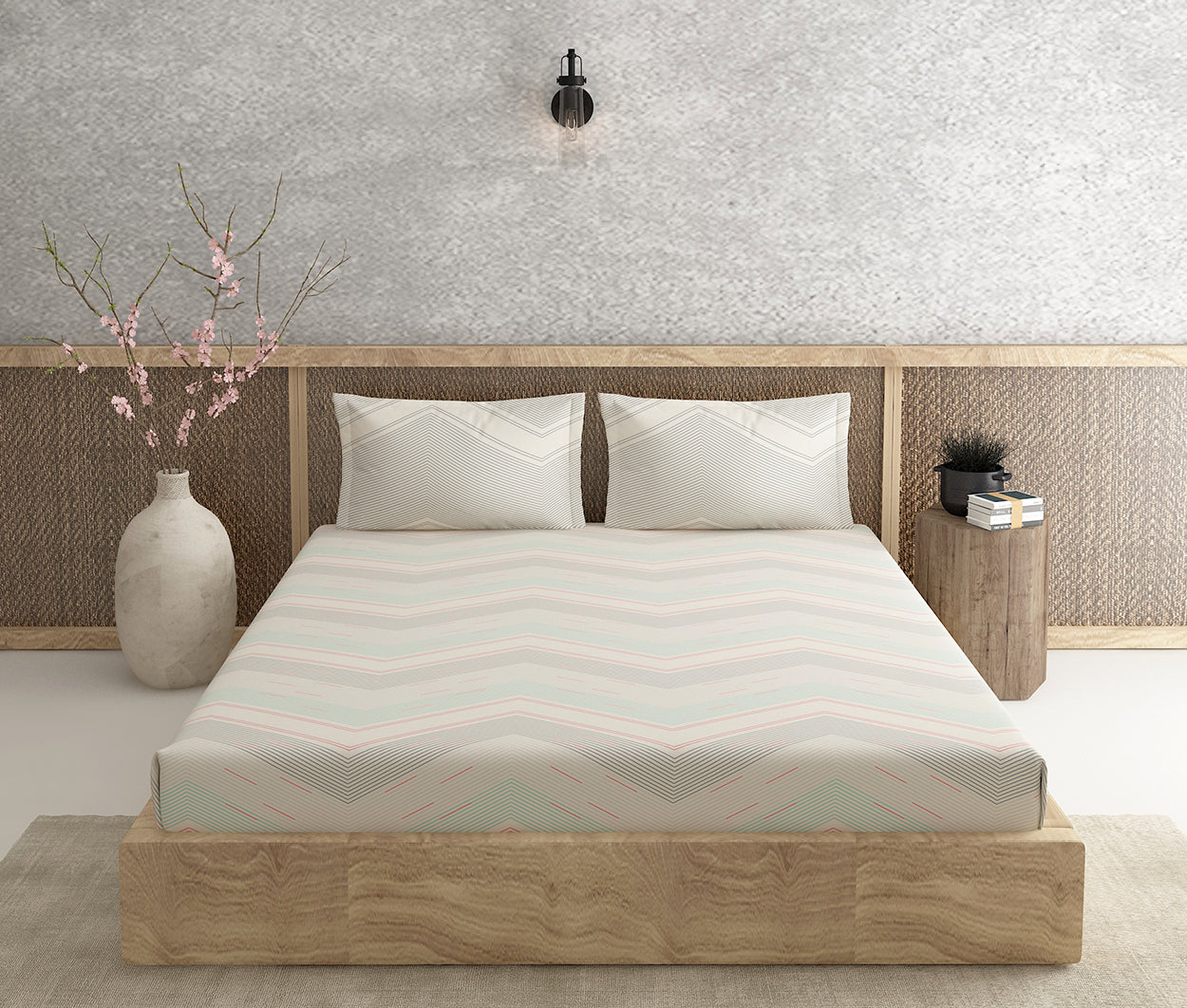 Sway Beige 100% Cotton Antibacterial Bedsheet Set