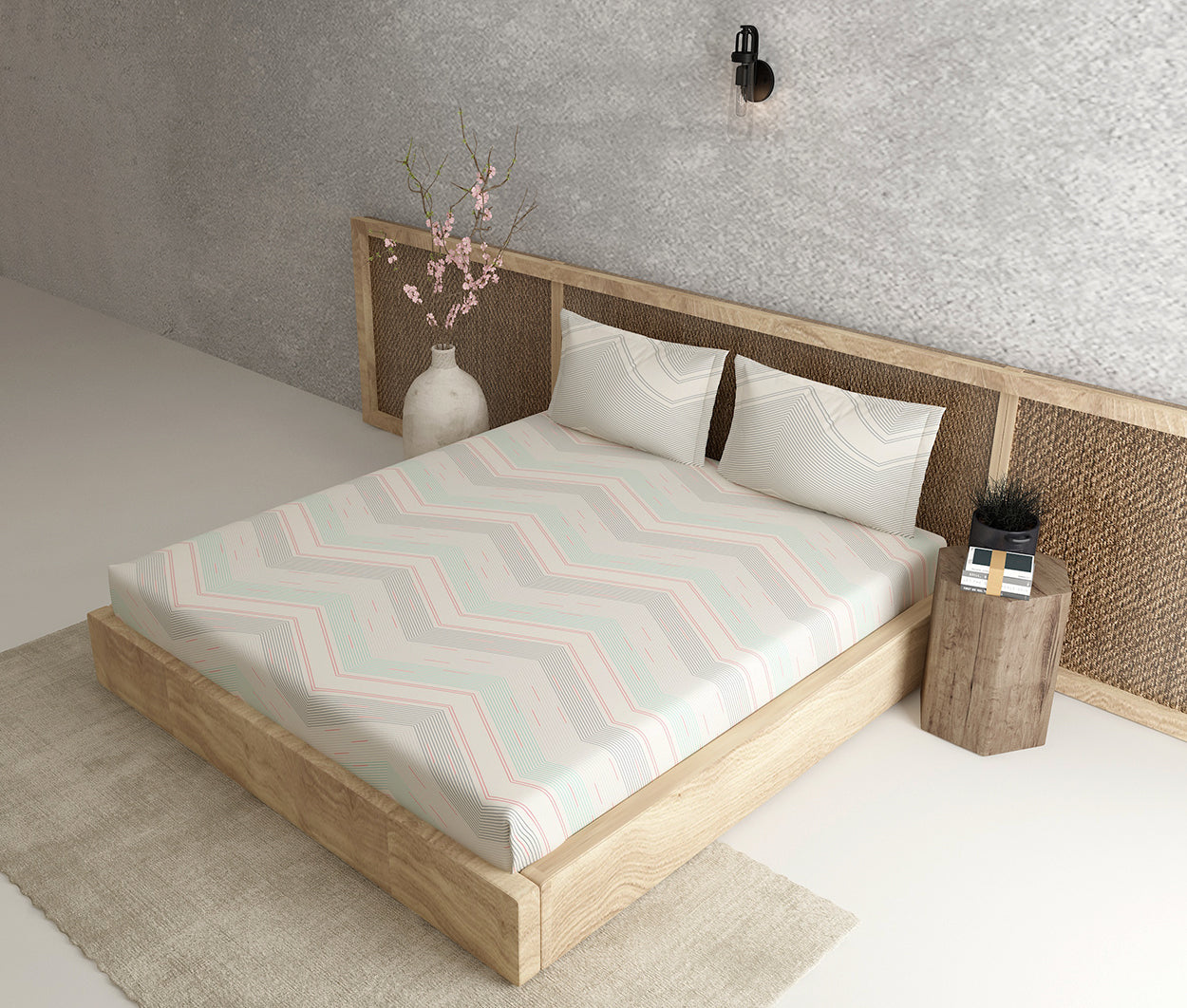 Sway Beige 100% Cotton Antibacterial Bedsheet Set