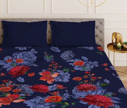 Scarlet Blue Designer Antibacterial Cotton Bed Linen Set by Rohit Bal