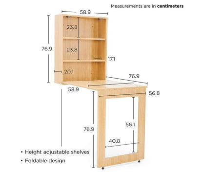 Duroflex Shuffle -Foldable Wall Mounted Study Table Integrated With Storage Shelves