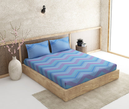 Sway Blue 100% Cotton Antibacterial Bedsheet Set