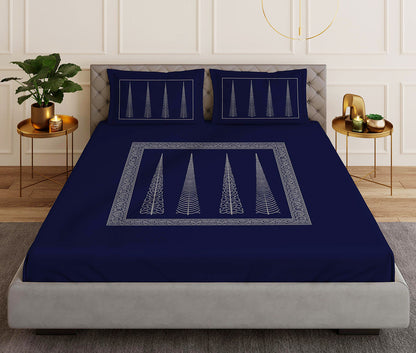 Tree of Life Blue Designer Antibacterial Cotton Bed Linen Set by Rohit Bal