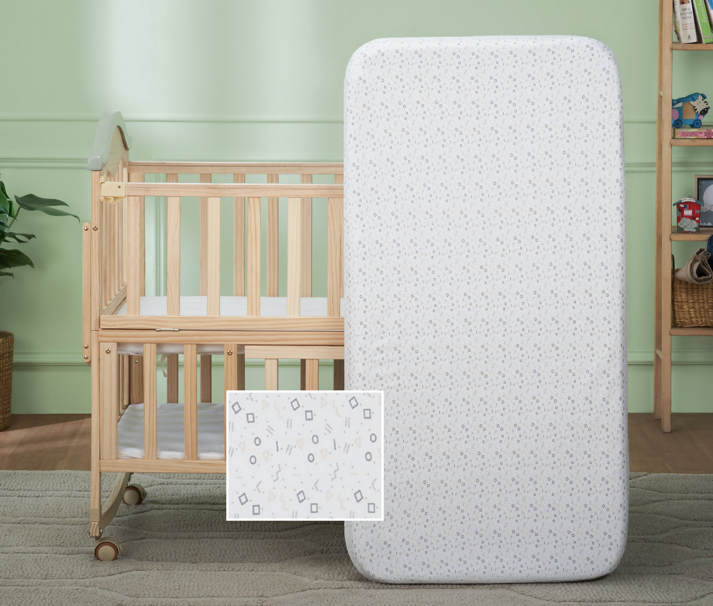 EcoNap Baby Crib Natural Latex Mattress - Shapes Bundle (with Mattress Protector and Fitted Sheet)