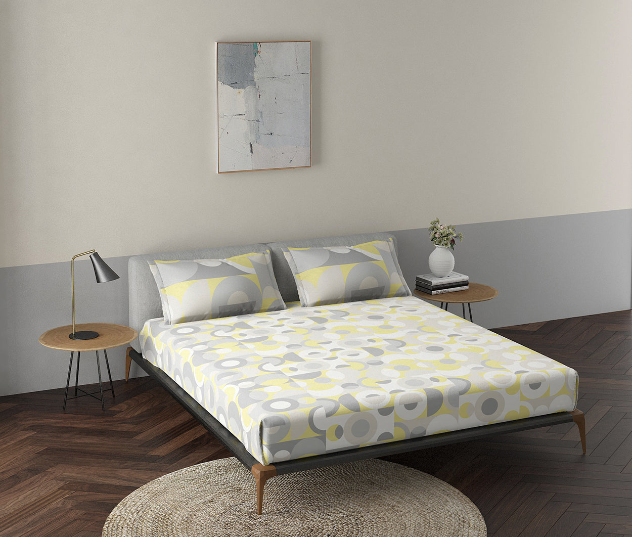 Popsicle Yellow 100% Cotton Antibacterial Bedsheet Set