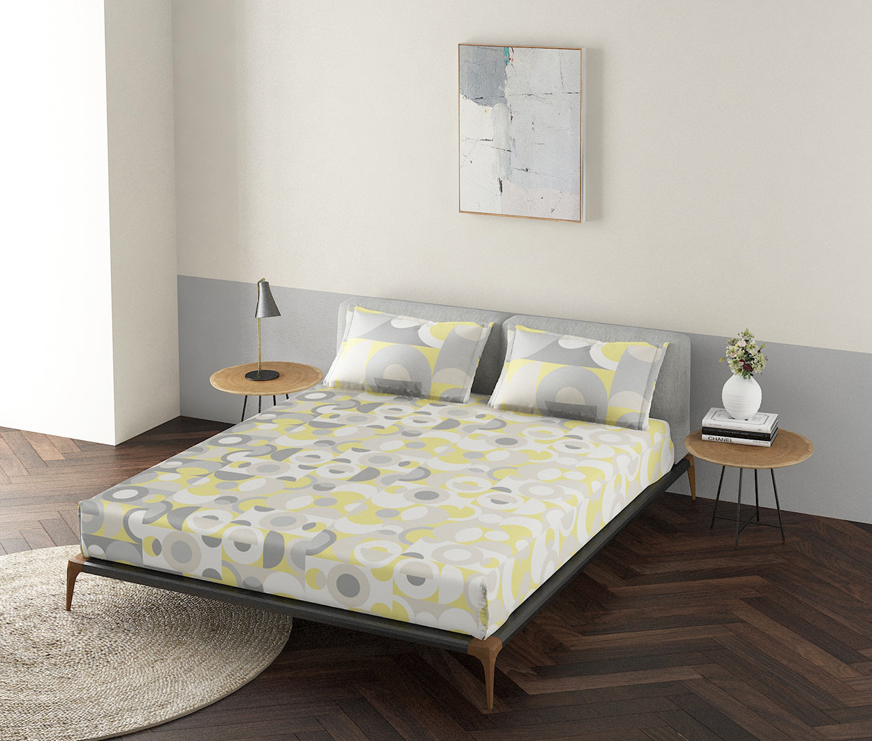 Popsicle Yellow 100% Cotton Antibacterial Bedsheet Set