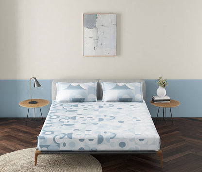Popsicle Blue 100% Cotton Antibacterial Bedsheet Set