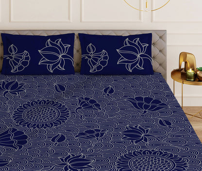 Trove Blue Designer Antibacterial Cotton Bed Linen Set by Rohit Bal