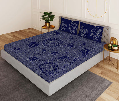 Trove Blue Designer Antibacterial Cotton Bed Linen Set by Rohit Bal