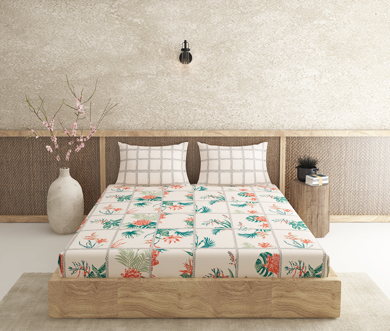 Edenia Cream 100% Cotton Antibacterial Bedsheet Set