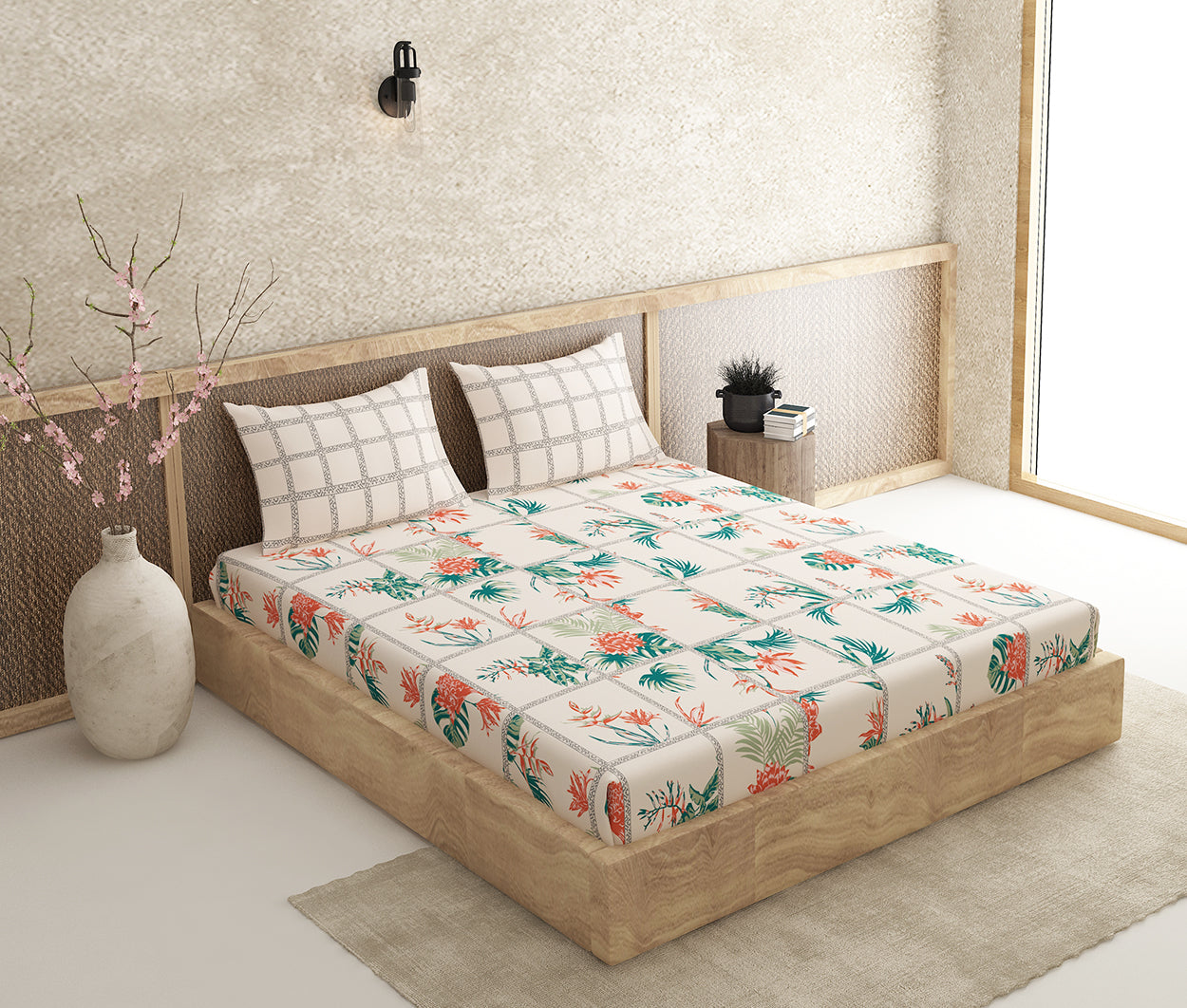 Edenia Cream 100% Cotton Antibacterial Bedsheet Set